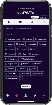 parx sports selection