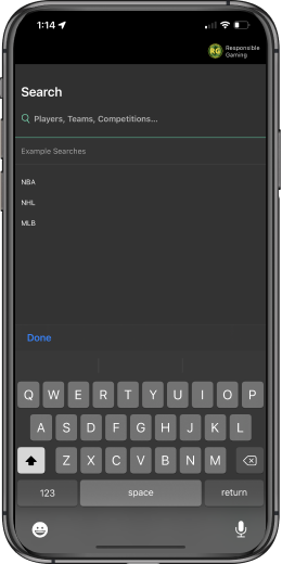 bet365 Sportsbook mobile search functionality 