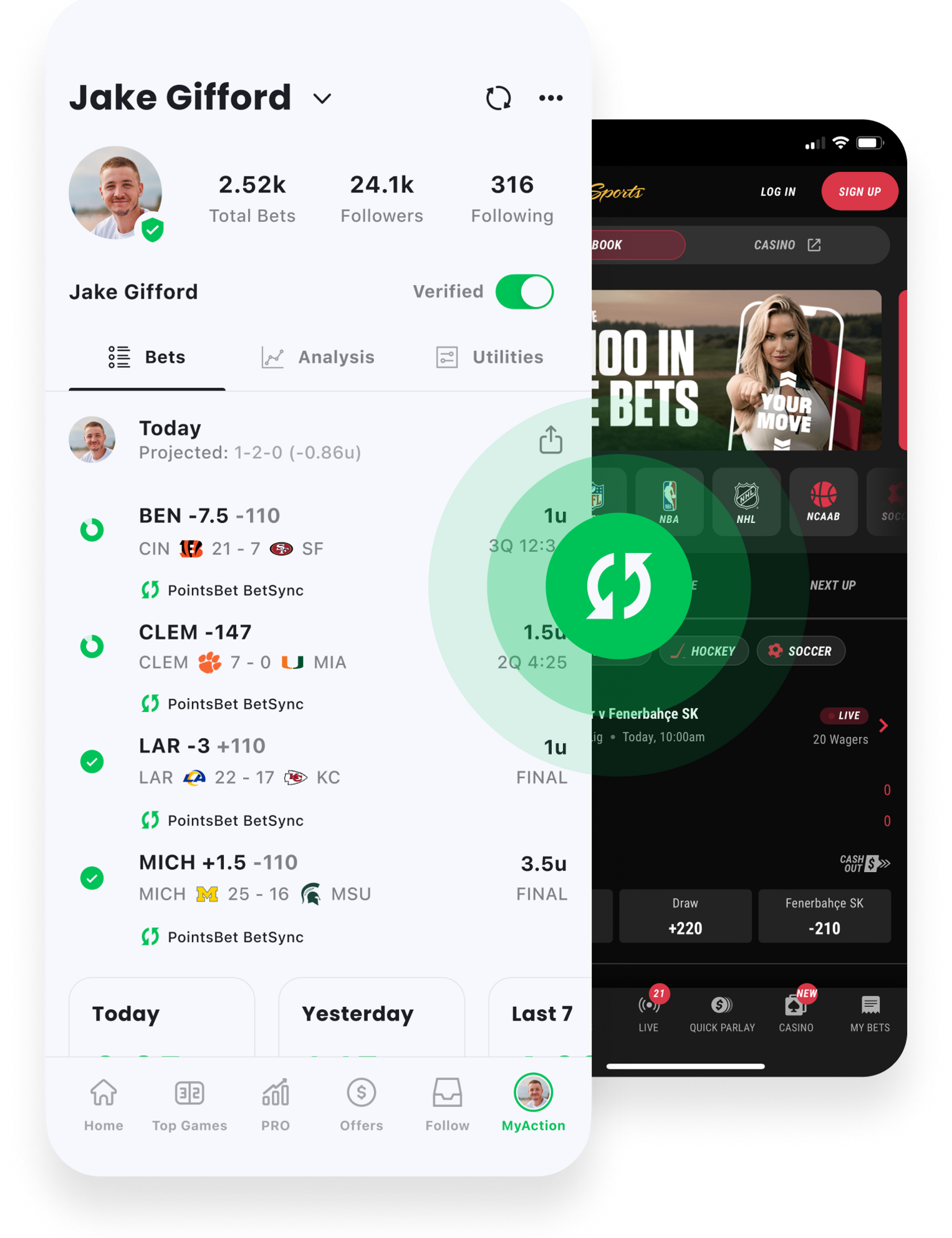 Get PointsBet BetSync with the Action App Sports Betting App The