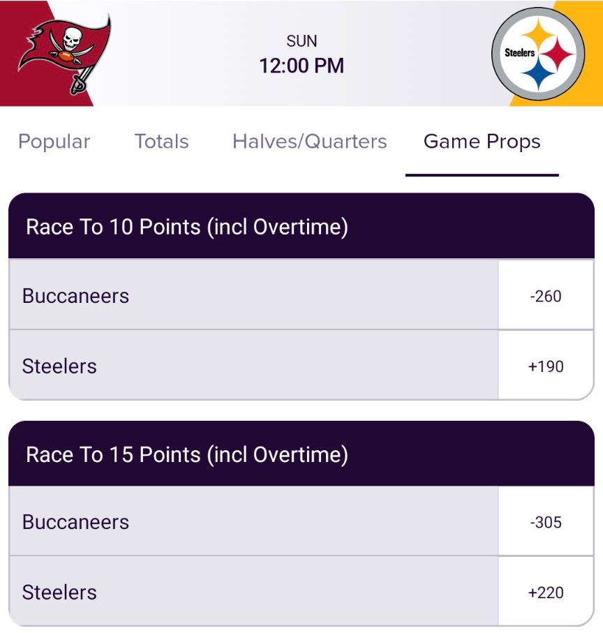 Bally Bet game props screen shot