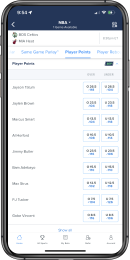 NBA Player Props on FanDuel mobile apps