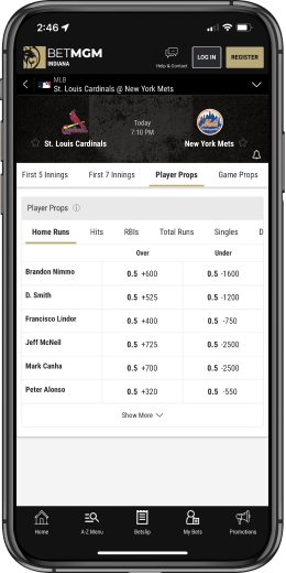 MLB Player Props on BetMGM mobile app