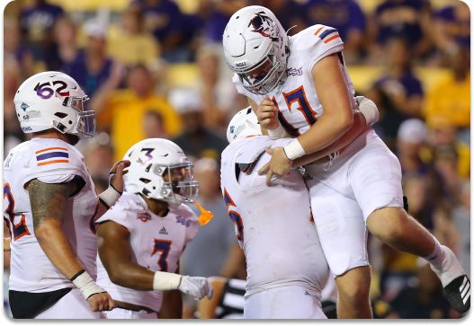 Northwestern State Demons celebrates a touchdown