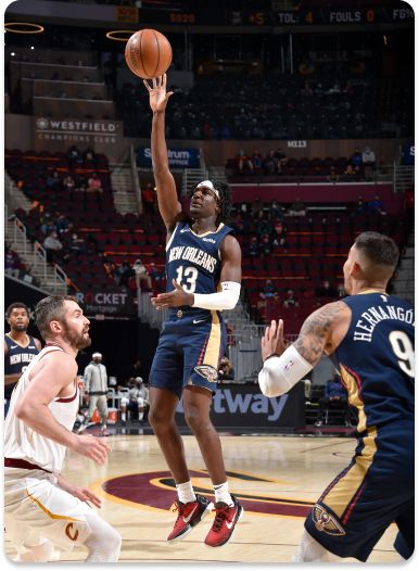 Kira Lewis Jr. #13 of the New Orleans Pelicans shoots the ball against the Cleveland Cavaliers