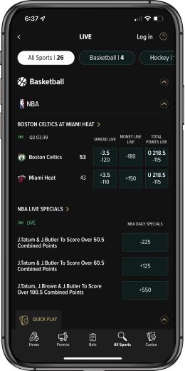 Live betting on mobile