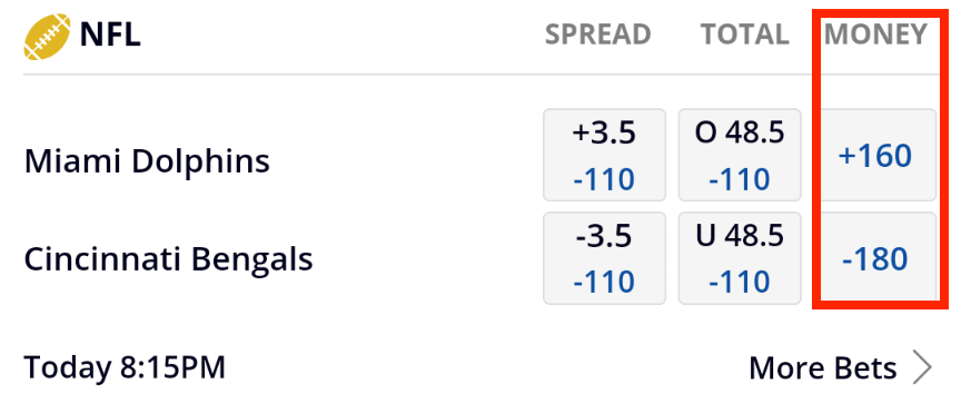 SuperBook Moneyline screenshot