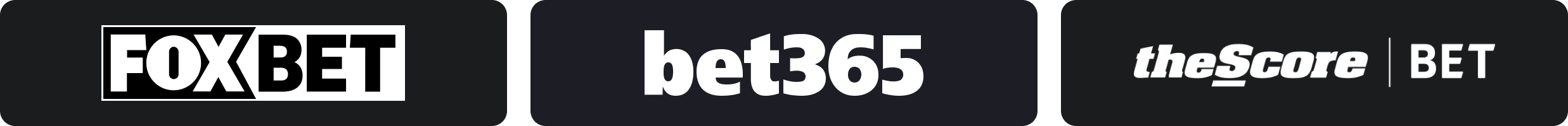 Fox Bet, Bet365, theScore Bet logos