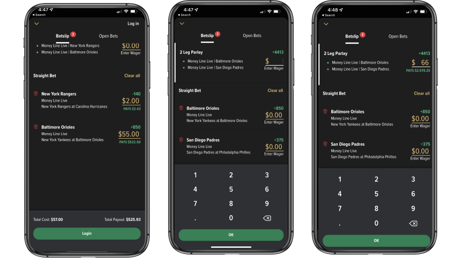 Caesars mobile app betslip