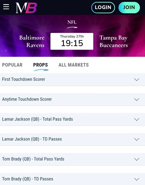 MaximBet Props screen shot