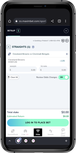 MaximBet Bet Slip screen shot