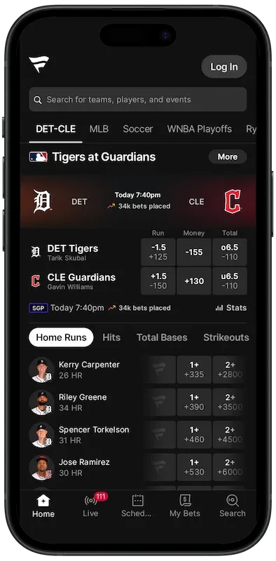 Fanatics Sportsbook App Main Screen