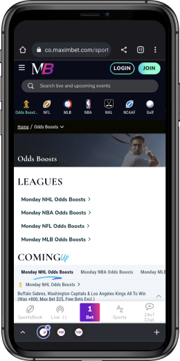 MaximBet Daily Odds Boost screen shot