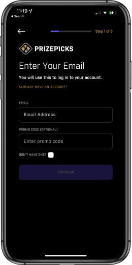 PrizePicks Sign Up on PrizePicks mobile app