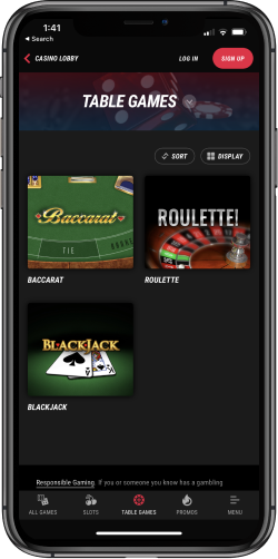 Table Games PointsBet Online Casino 