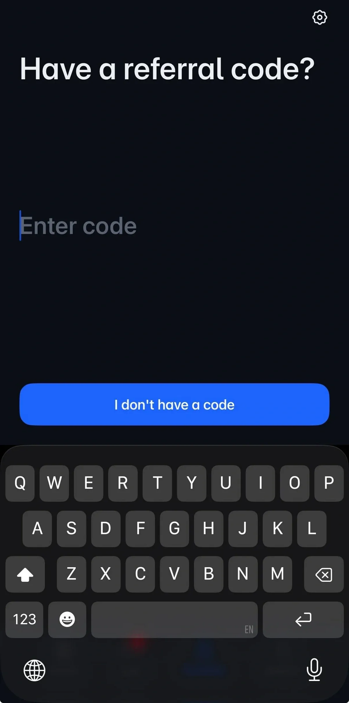 Referral code space in the Polymarket app