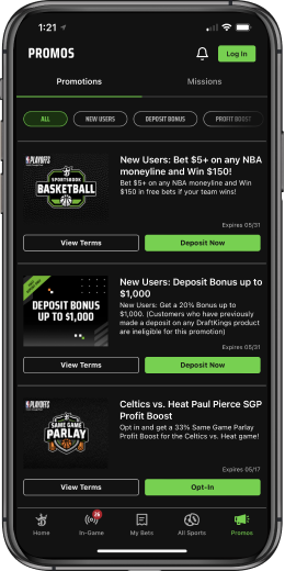 Promo Page from DraftKings mobile app