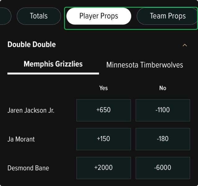 Caesars player prop odds