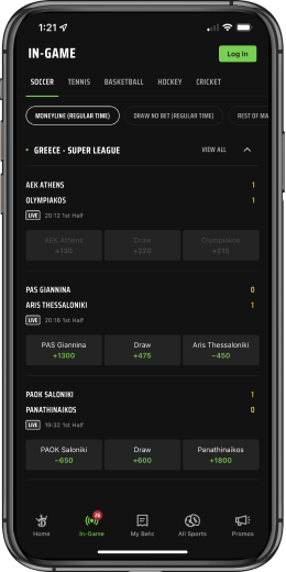 InGame and Live Betting on DraftKings mobile app