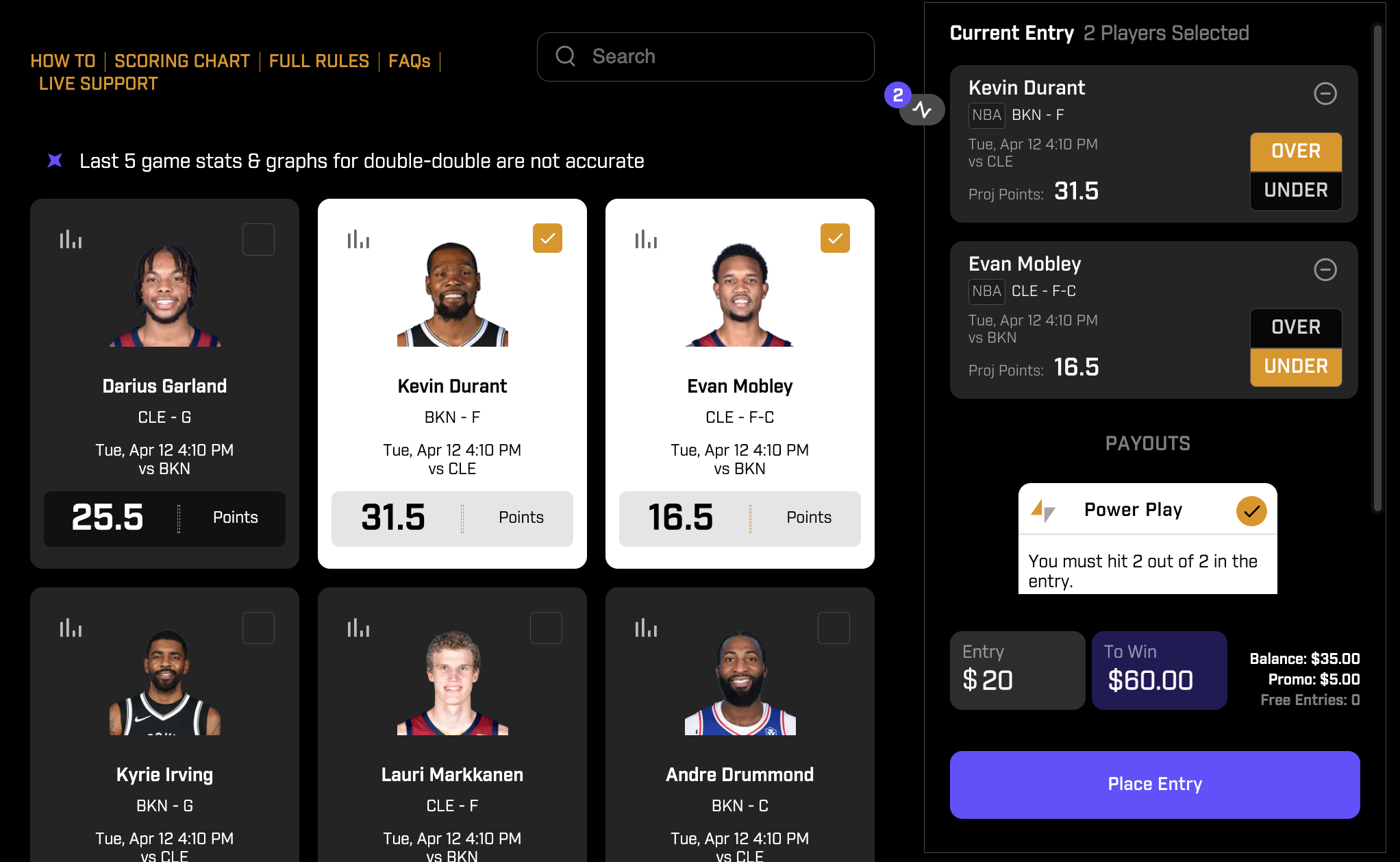 NBA Power Play Pick Screenshot