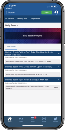 Betfred's daily boosts in app