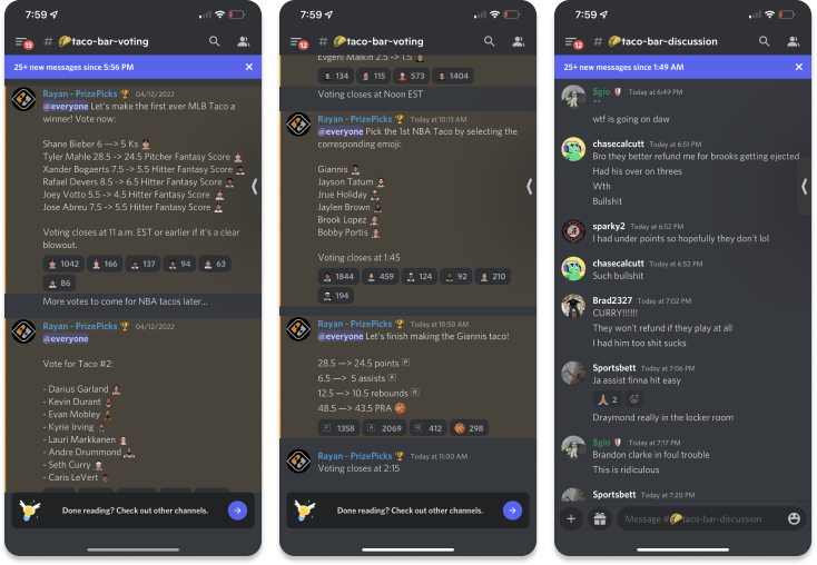 PrizePicks Promo voting Taco Tuesday in Discord