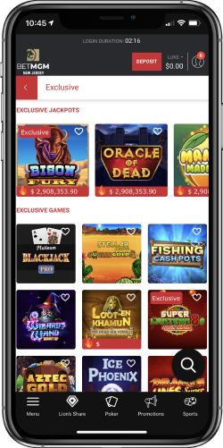 Exclusive games offered at BetMGM