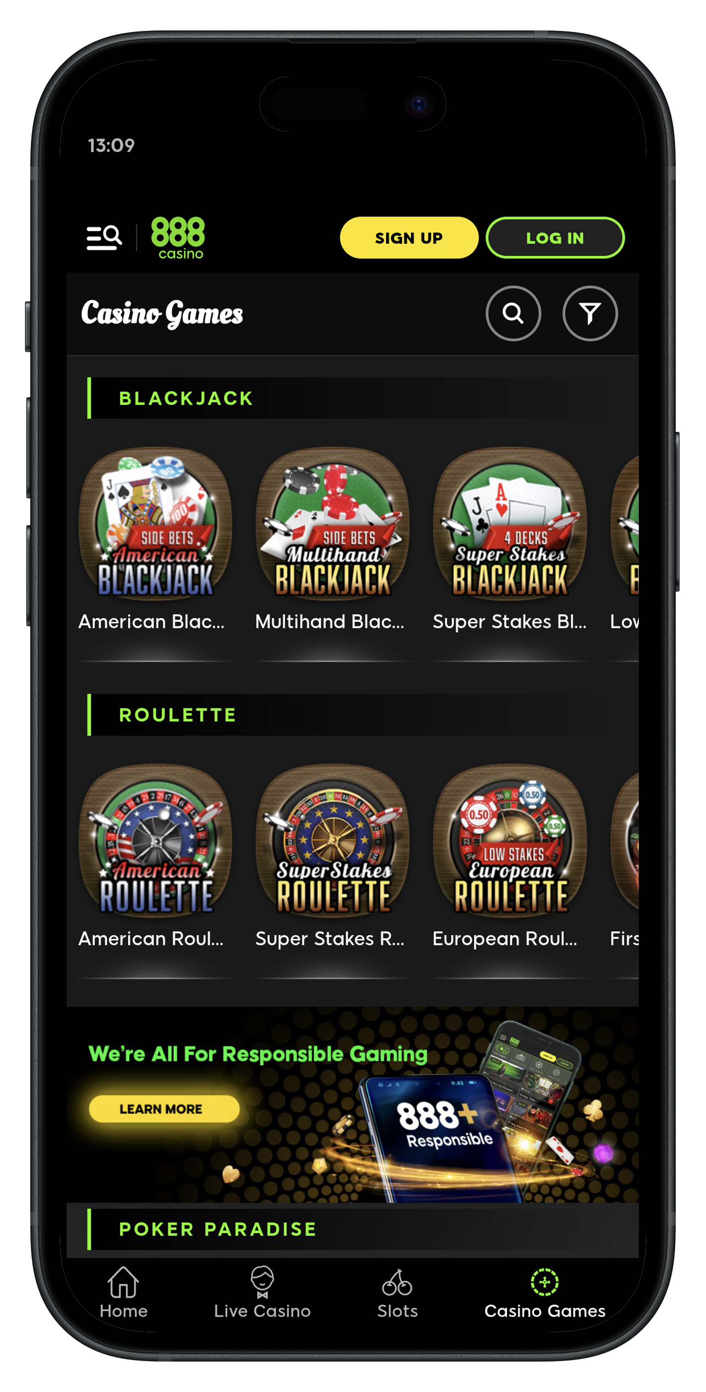 888casino App Table Games