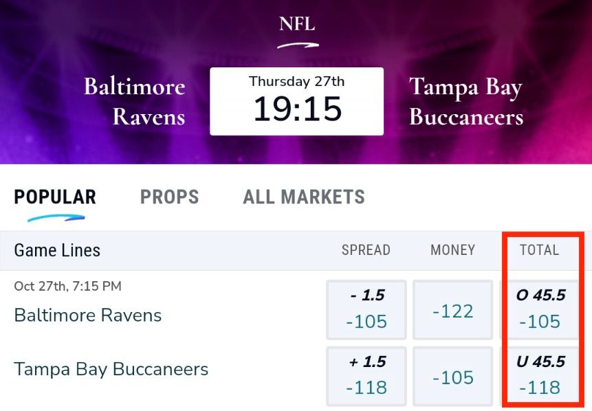 MaximBet Totals screen shot