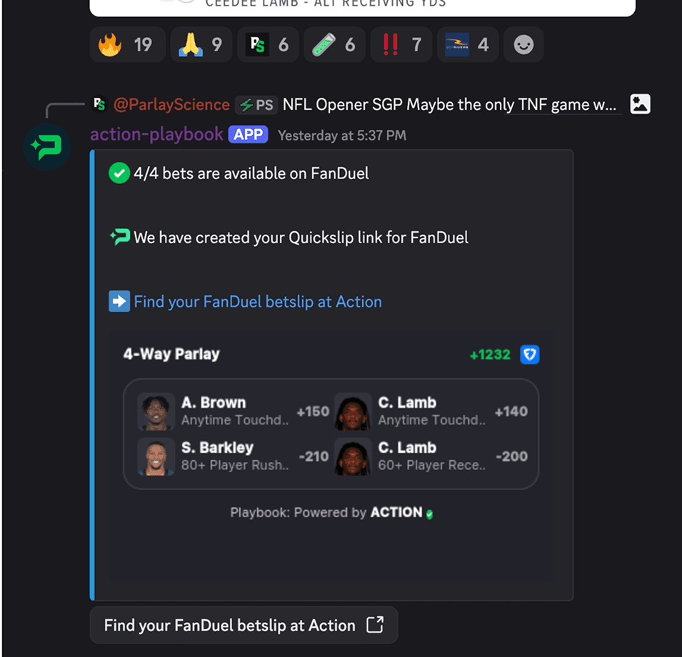 Playbook Bot | Tag @Playbook to Get Instant Bet Slips