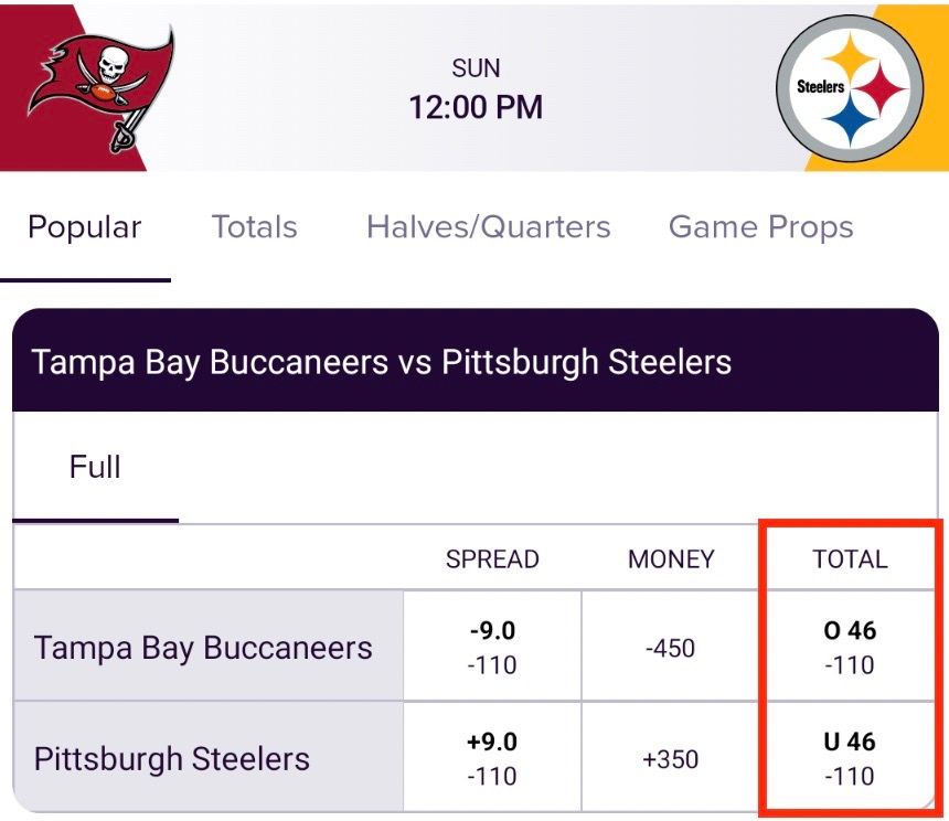 Bally Bet Totals screen shot