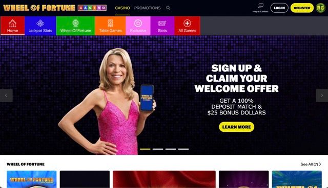 Wheel of Fortune Casino website homepage