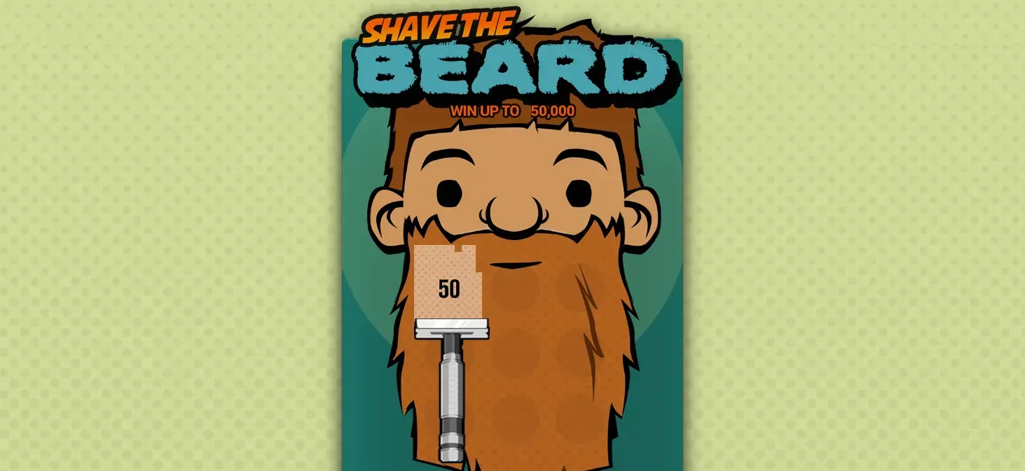 Click and drag to shave the beard in this scratchcard!