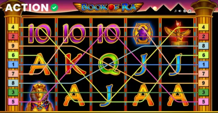 <i>Book of Ra Slot - 9 Adjustable Paying Lines</i>
