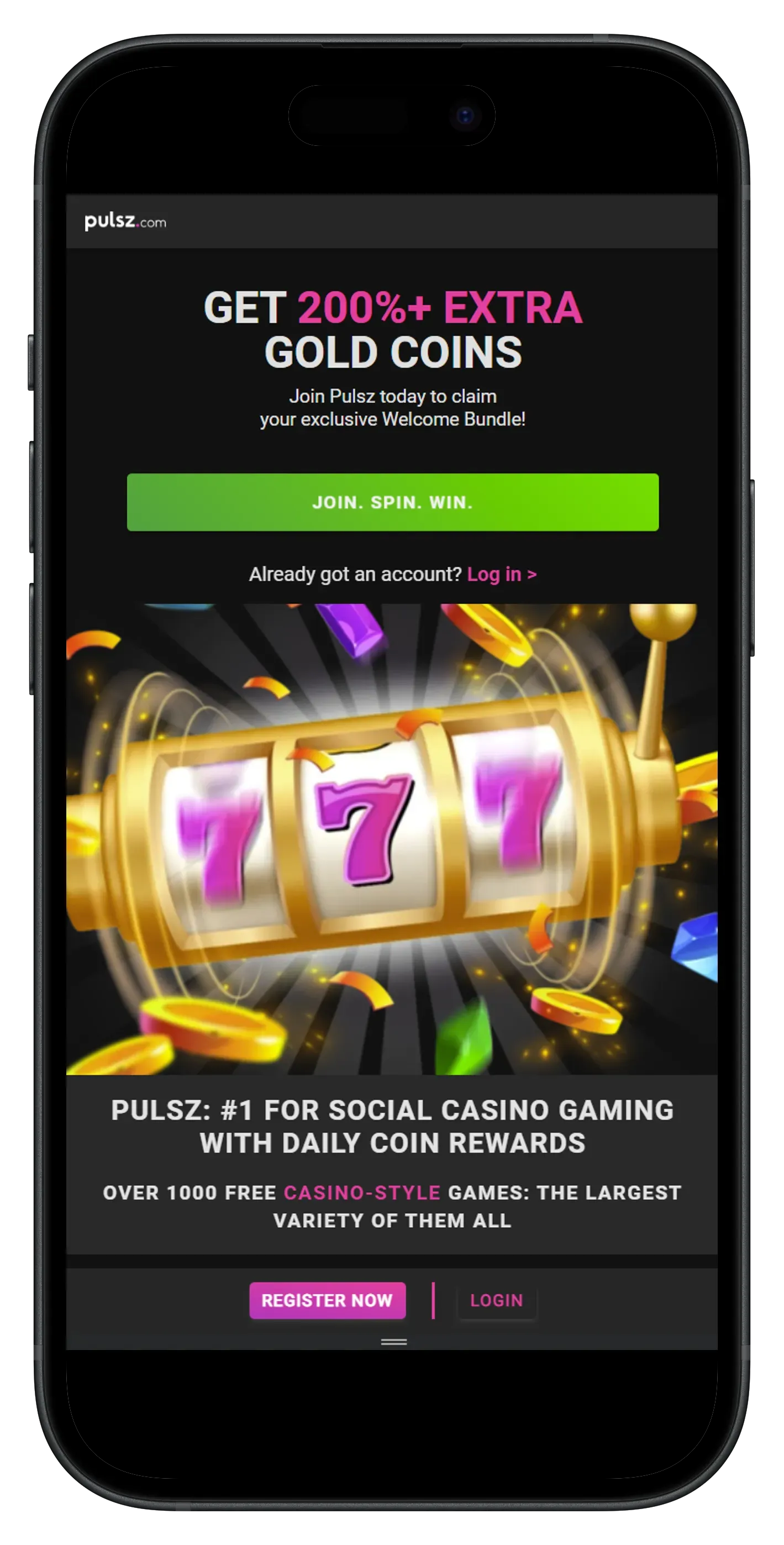 Pulsz Social Casino Content Image