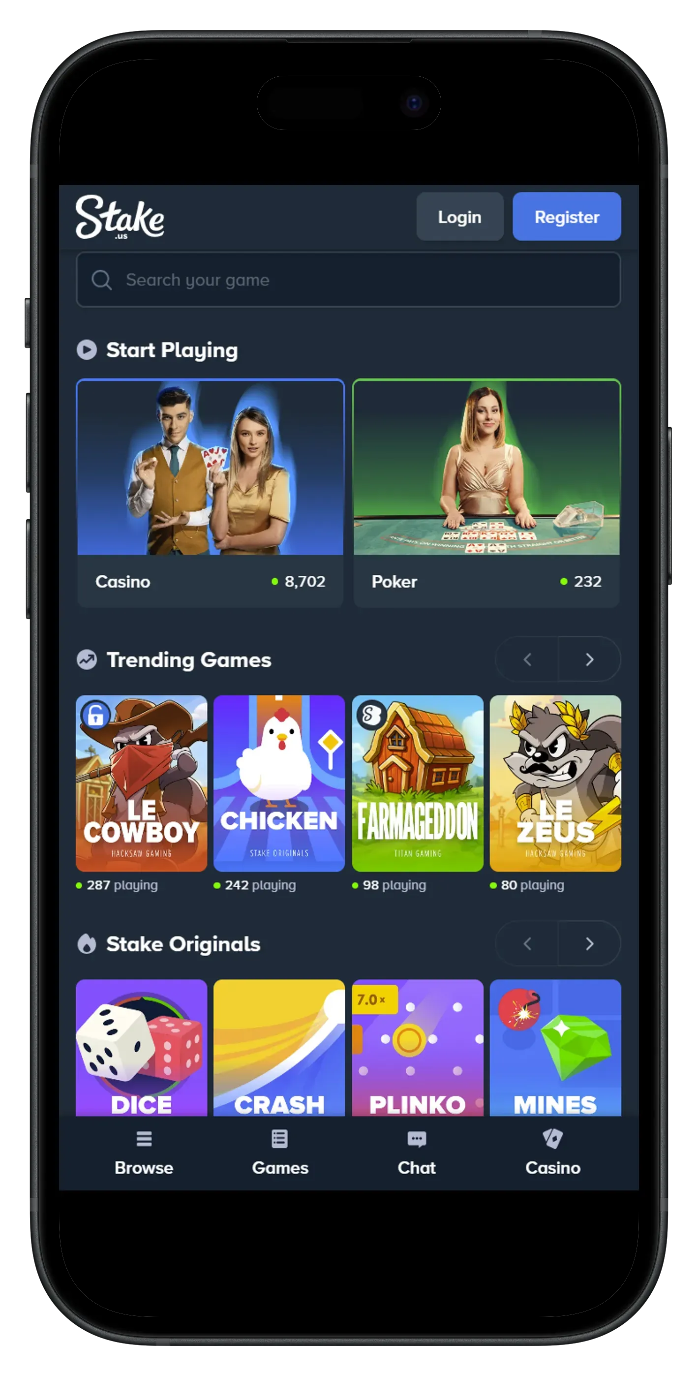 Stake.us Social Casino Content Image
