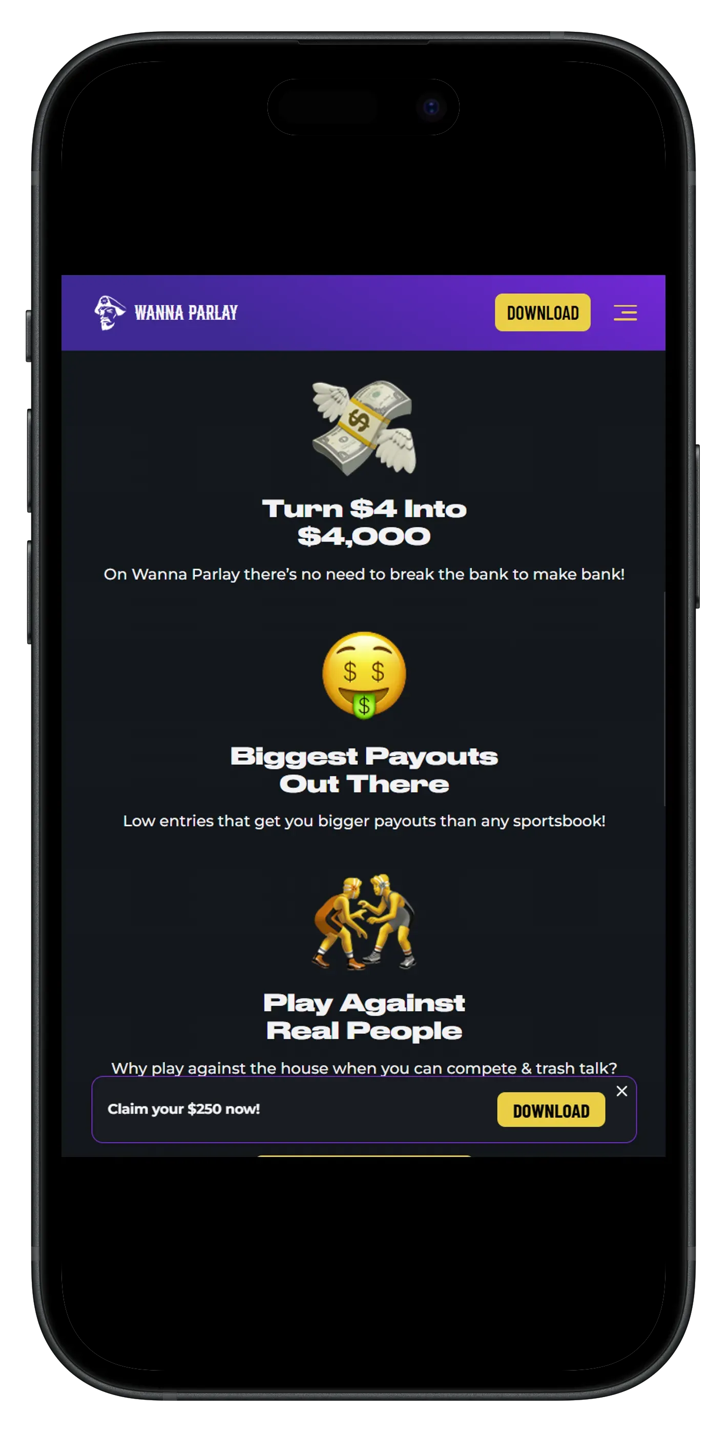 Wanna Parlay App Features