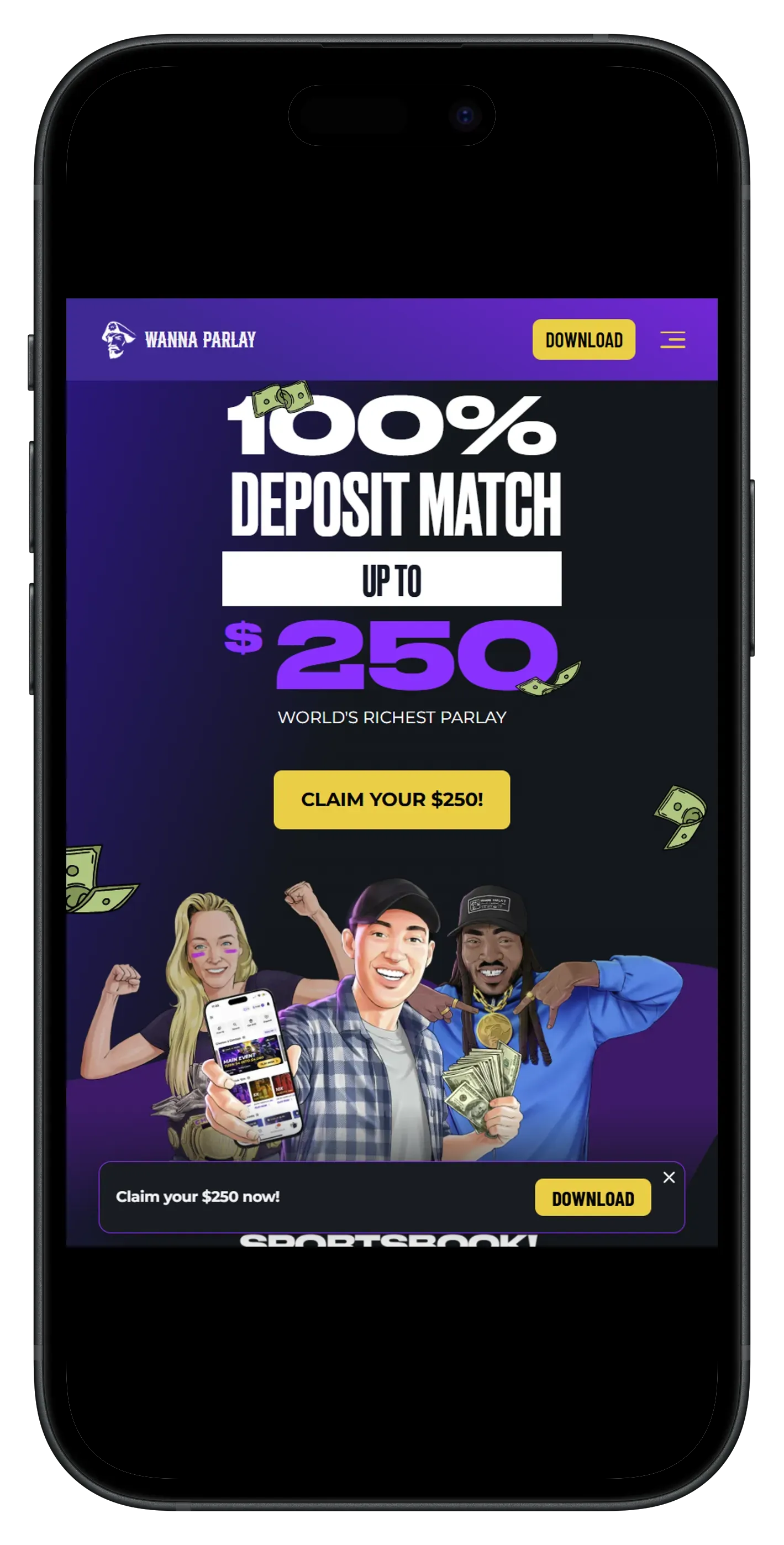 Wanna Parlay App Homescreen