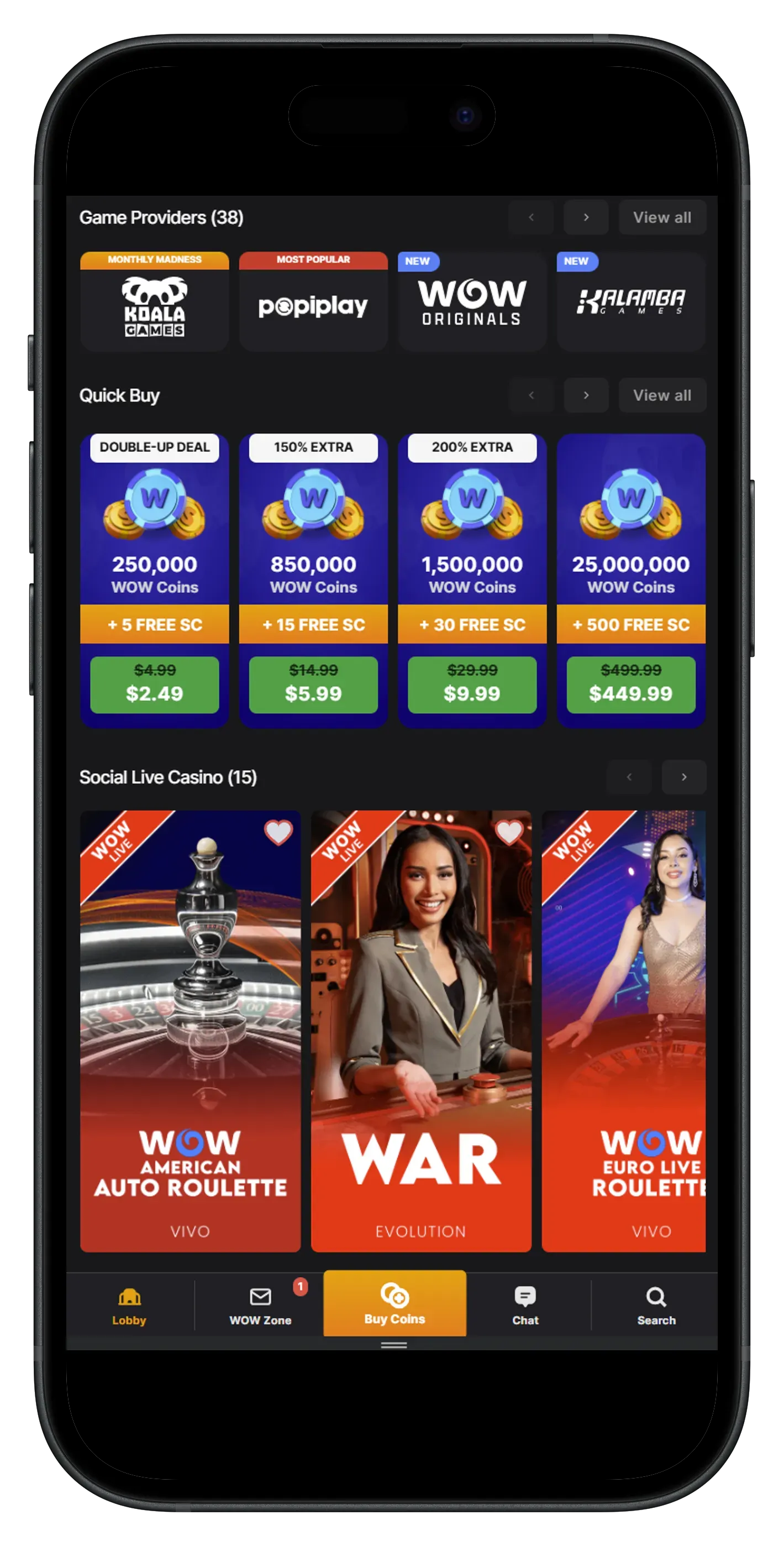 WOW Vegas Content Image
